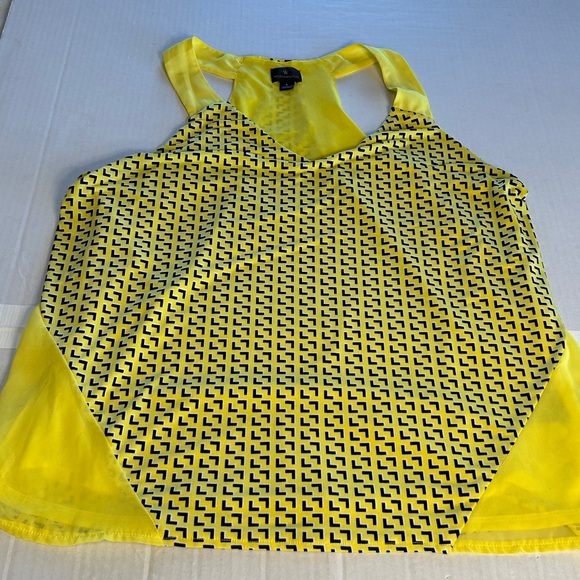 Worthington Womens Butter Yellow Black Tank Top VNeck Athletic Back Sz L - Picture 6 of 12